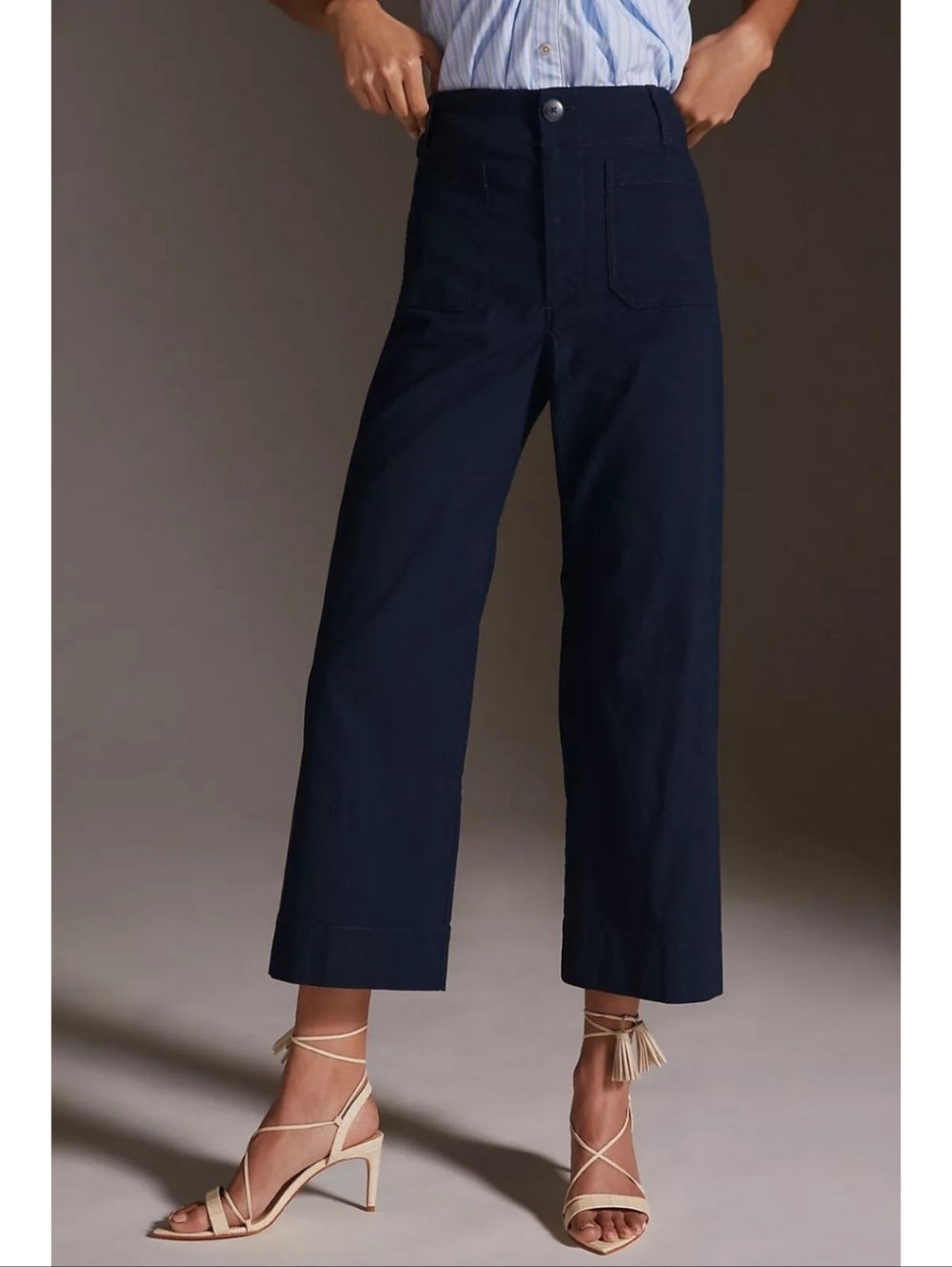 𝙈𝘼𝙀𝙑𝙀 Colette Ponte Crop Wide-leg Pants in Navy Sz 27
